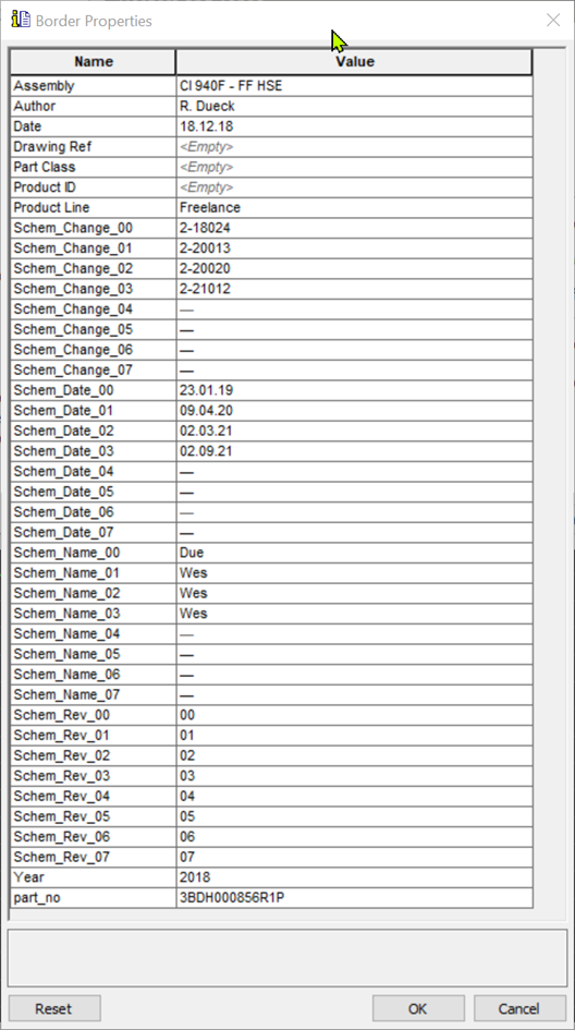 Schematics Boarder settings