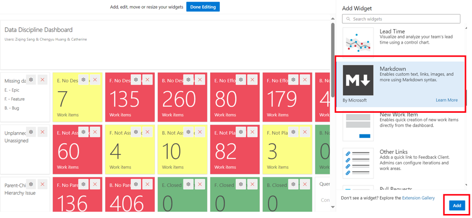 Edit the Dashboard-Markdown