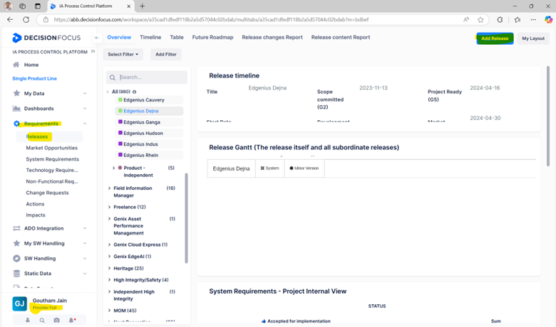 Create release object